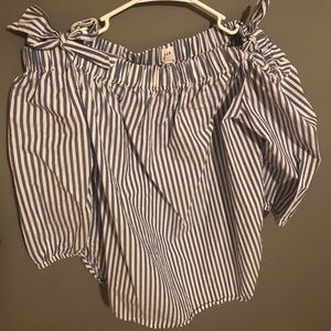 GAP blue/white stripe off shoulder top